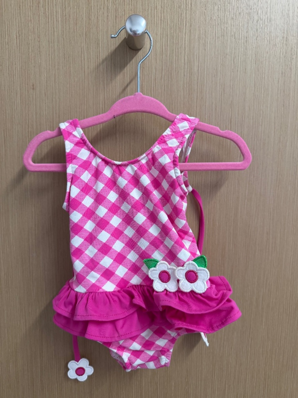 Florence Eiseman Pink & White Gingham Bathing Suit 0 - 3M Girls